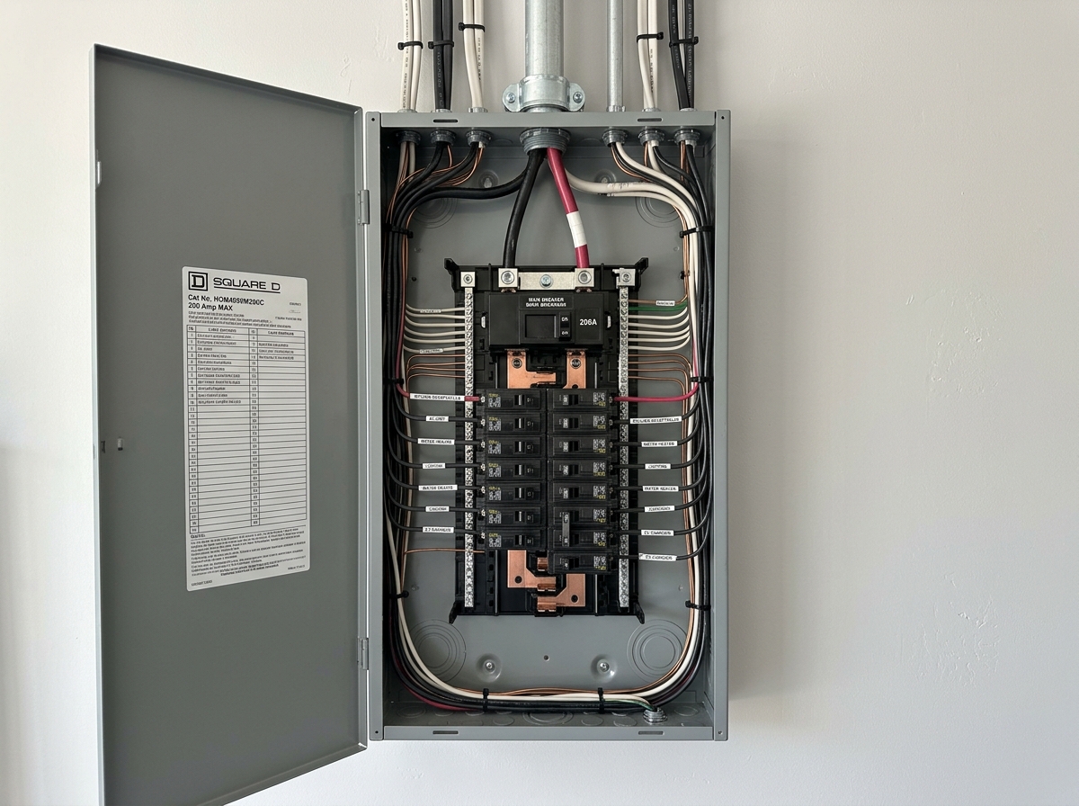 Upgraded 200 amp breaker electrical panel installation in Ajax home by VGN Electrical